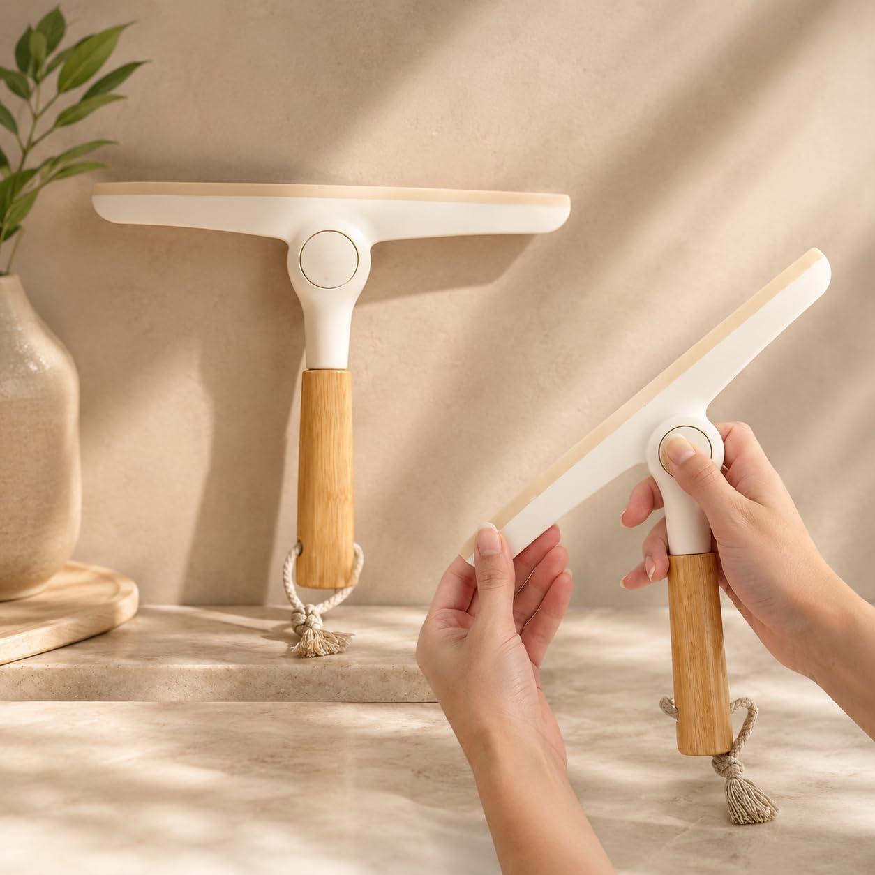 Rodo de Pia Dobrável com Cabo de Bambu, Design Moderno e Compacto, Ideal para Limpeza de Pia, Vidros e Superfícies com Praticidade – Qualidade Premium LNMAX®
