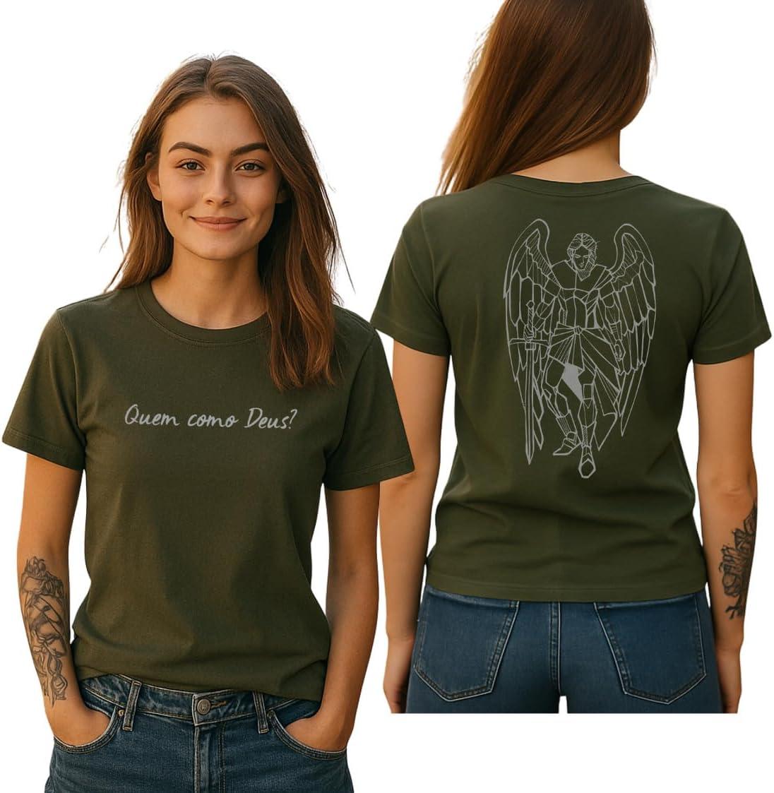 Camiseta Casual Feminina São Miguel Arcanjo 100% Algodão