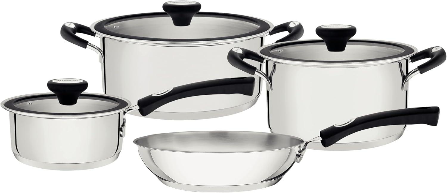Jogo de Panelas Tramontina Solar Silicone em Aço Inox 4 Peças
