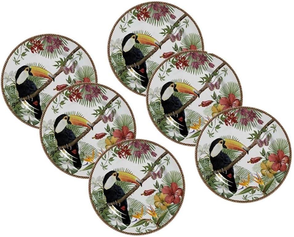 Conjunto com 6 Pratos de Sobremesa Tropicos Ø21cm