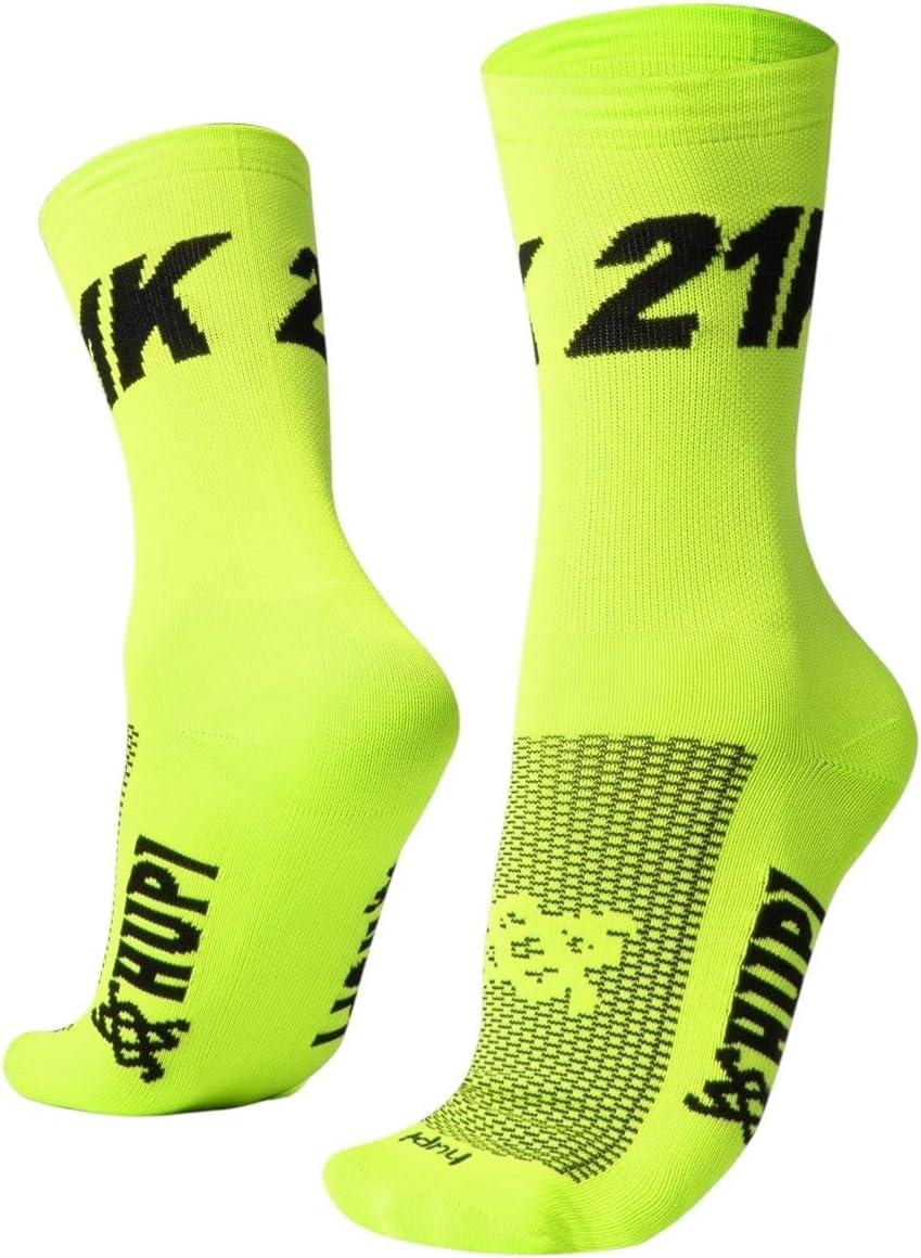 Meia para Corrida Hupi 21k Amarelo Neon, Cor: Amarelo Neon, Tamanho: Único
