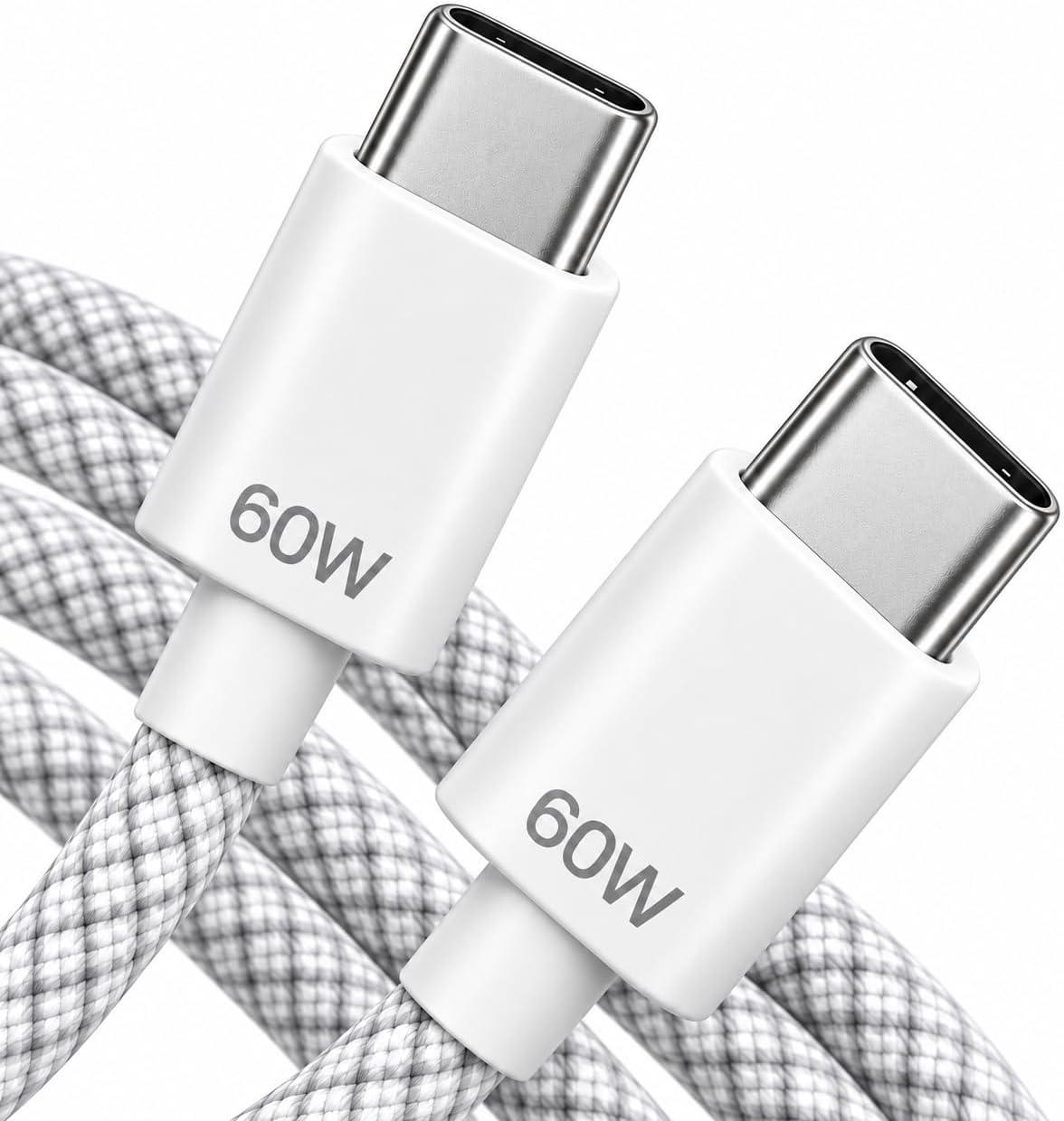 Cabo USB-C para USB-C 60W 1 metro Reforçado para iPhone e Samsung
