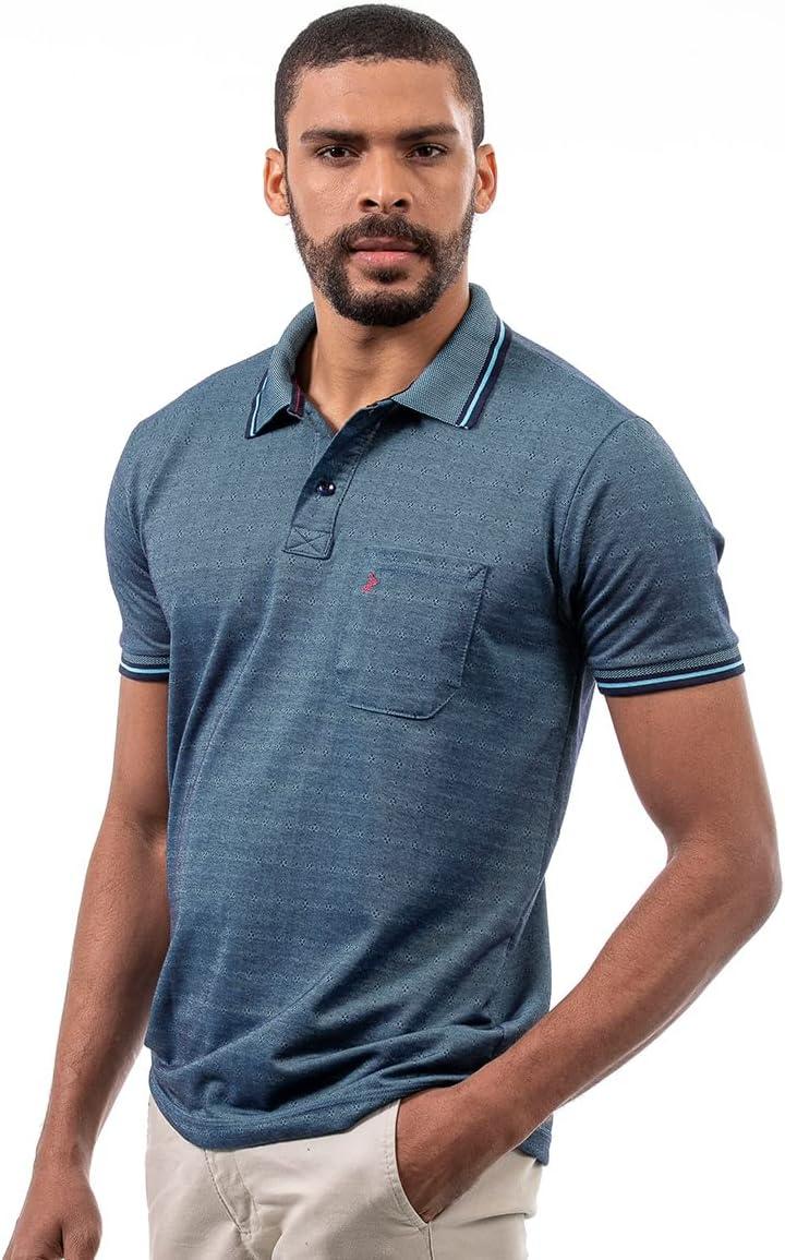 Polo Masculina Bolso Manga Curta Piquet Algodão Conforto Estilo Casual Resistente