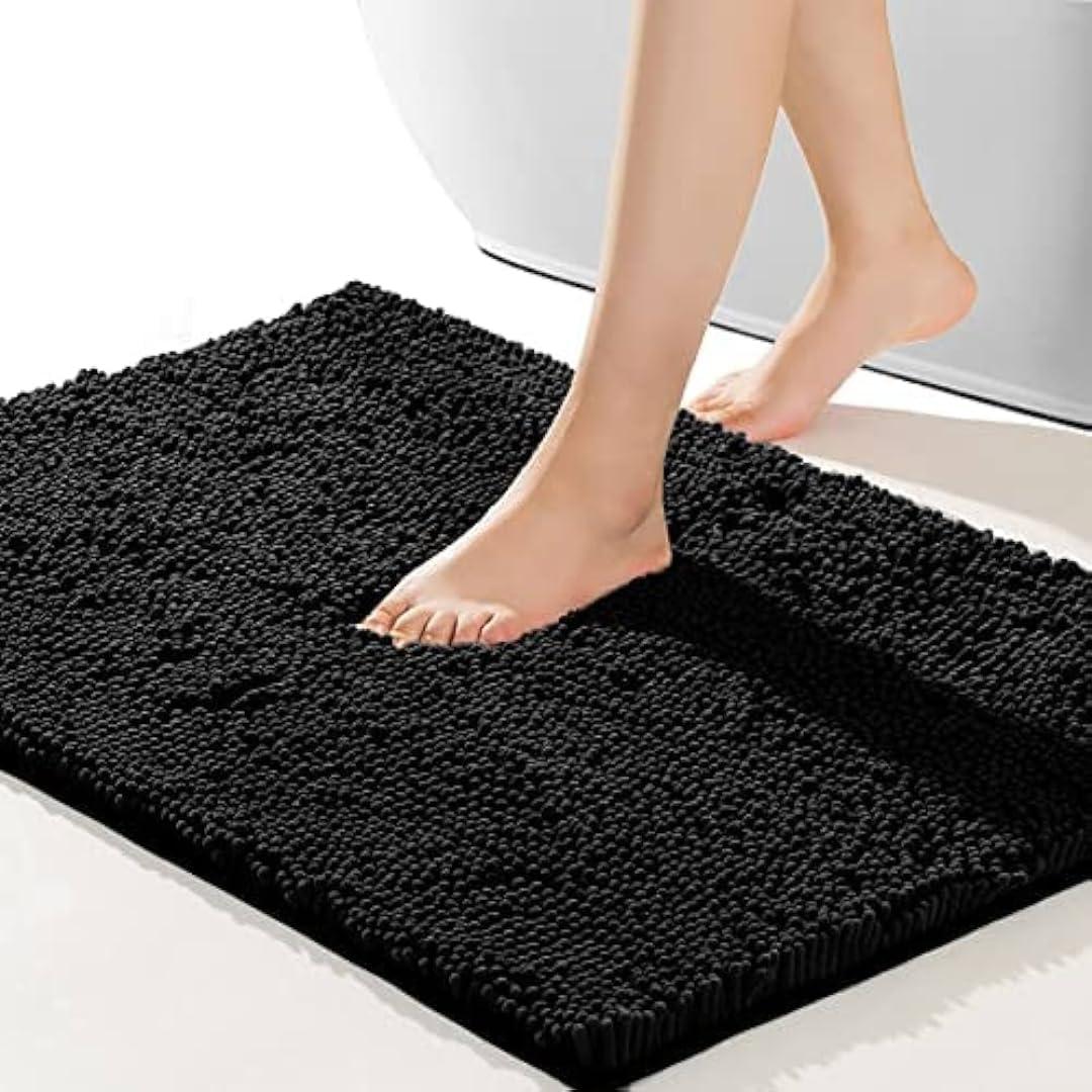 Kit 2 Tapetes Premium para Banheiro Antiderrapante Lavabo Bolinha 40x60cm Preto