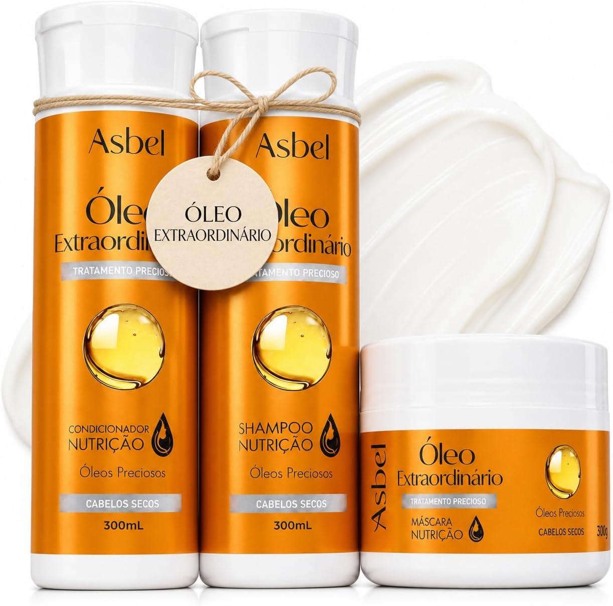 Asbel Kit óleo extraordinário Shampoo condicionador e máscara 300ml