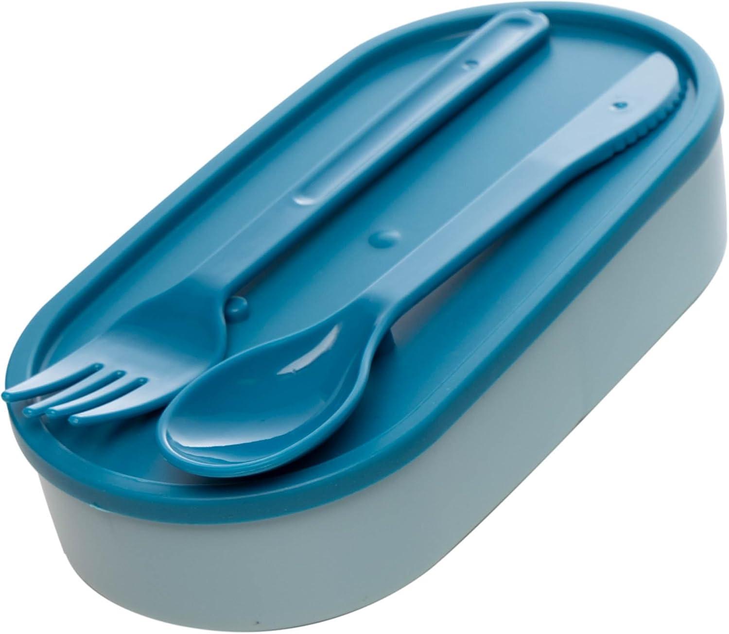 LYOR - Marmita Hermética com Talheres 850ml em Plástico Azul