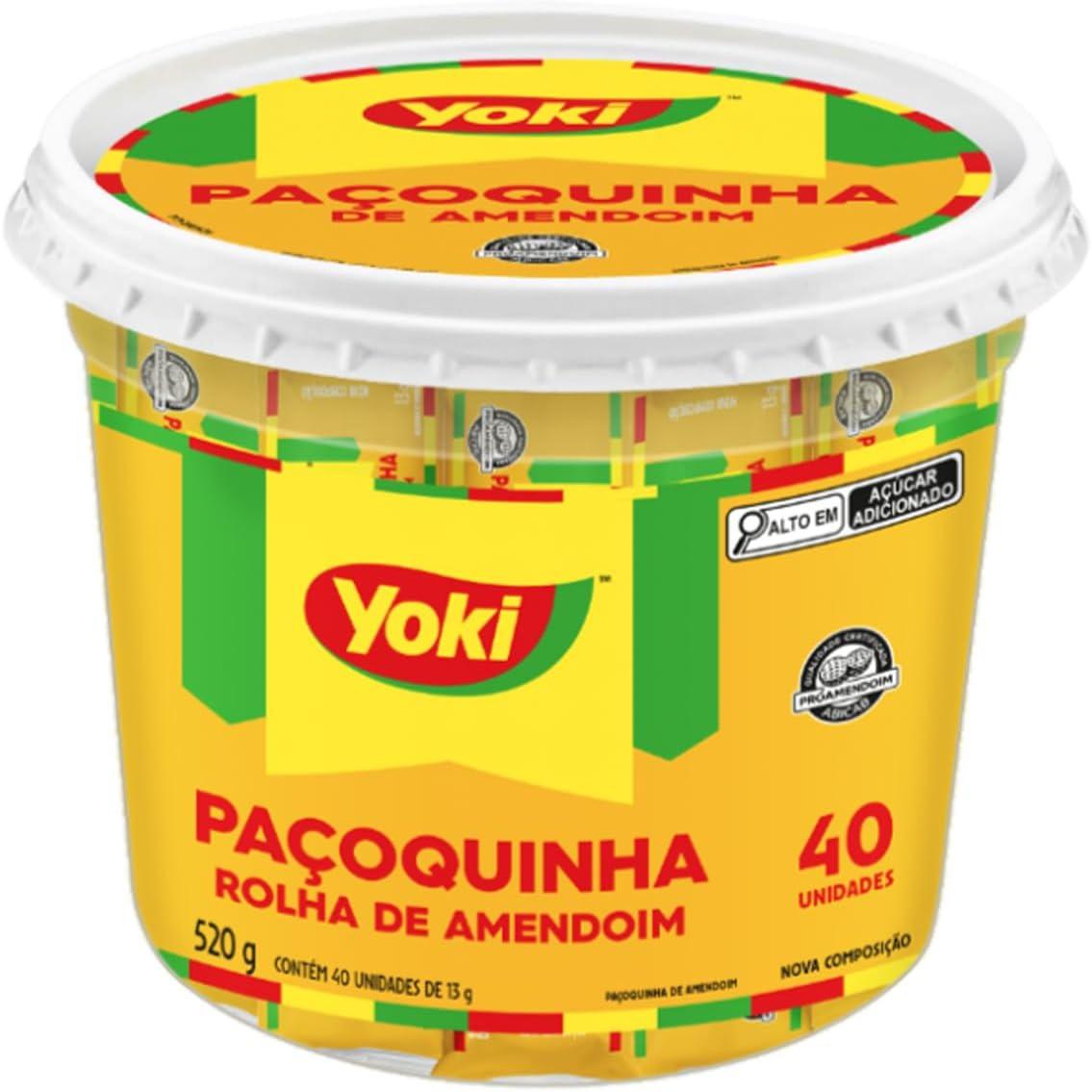 Paçoquinha Rolha de Amendoim Yoki Pote 520g 40 Unidades de 13g Cada