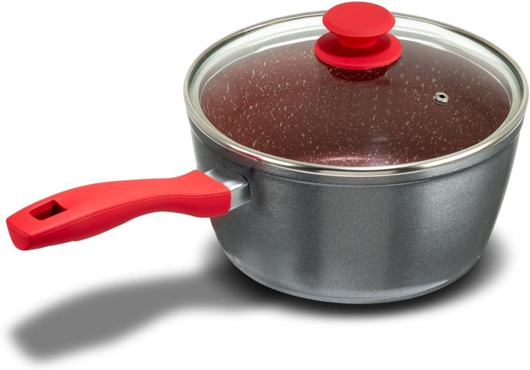 Philco Panela PPN22A Redstone com Tampa de Vidro 3L Antiaderente Cinza com Vermelho