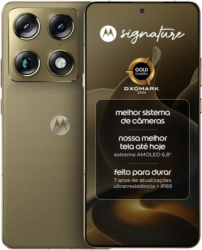 Smartphone Motorola Signature 5G 512GB 12GB RAM, 3 Cameras 50MP, Extreme AMOLED, Verde Oliva