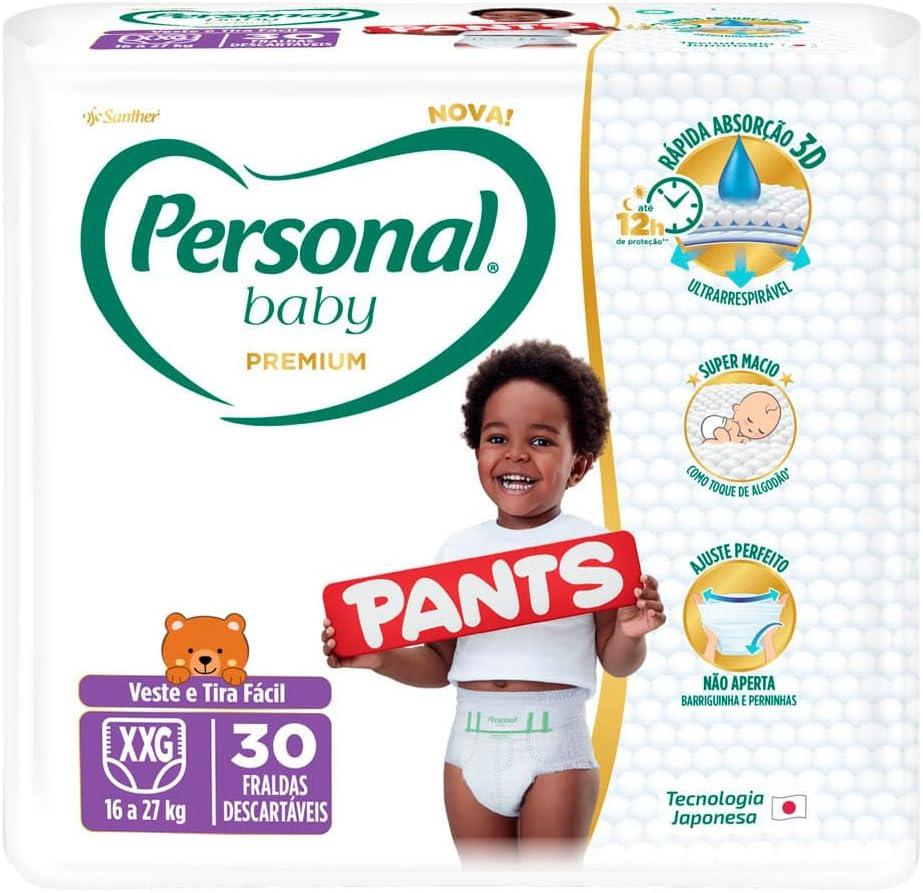 Personal Fralda Descartável Infantil Pants Baby Premium XXG, 30 Unidades
