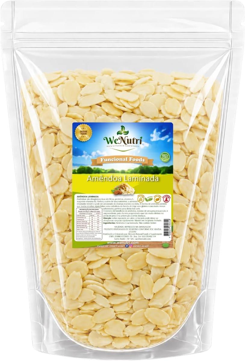 Amêndoa Laminada Crua Premium Wenutri 1kg