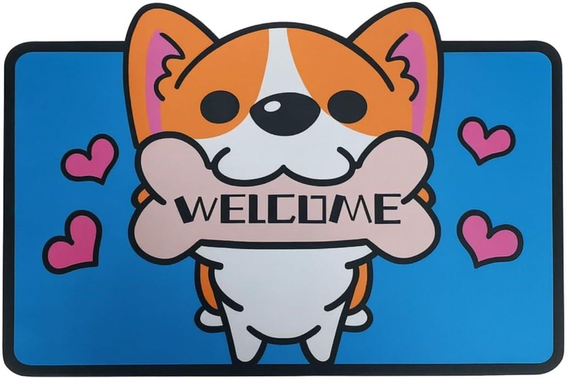 Tapete Capacho Decorativo para Porta de Entrada, Poliéster Emborrachado, 60x40cm, Antiderrapante e Resistente, Durável e Decorativo, (OSSO)