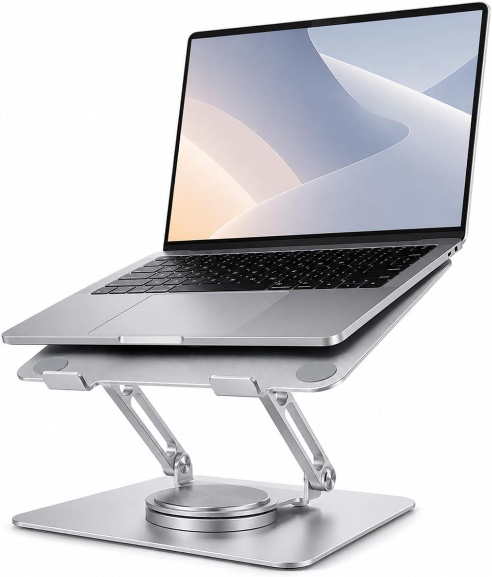 Suporte Ajustável para Notebook Dobrável em Alumínio, Base Ergonômica Antiderrapante com Regulagem de Altura, Compatível com Notebooks de 10 a 17 Polegadas, Ideal para Home Office e Estudos