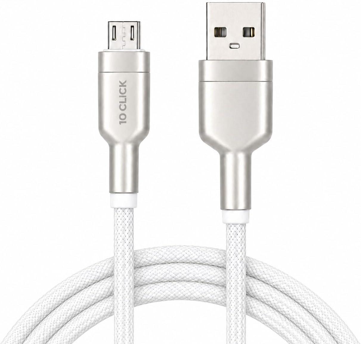Cabo Micro USB V8 Premium 2m 25W Carregamento Rápido Sincronização de Dados Reforçado em Nylon-66 Compatível com PS4 Xbox Android Celulares Tablets Power Bank Resistente Durável Universal 10CLICK