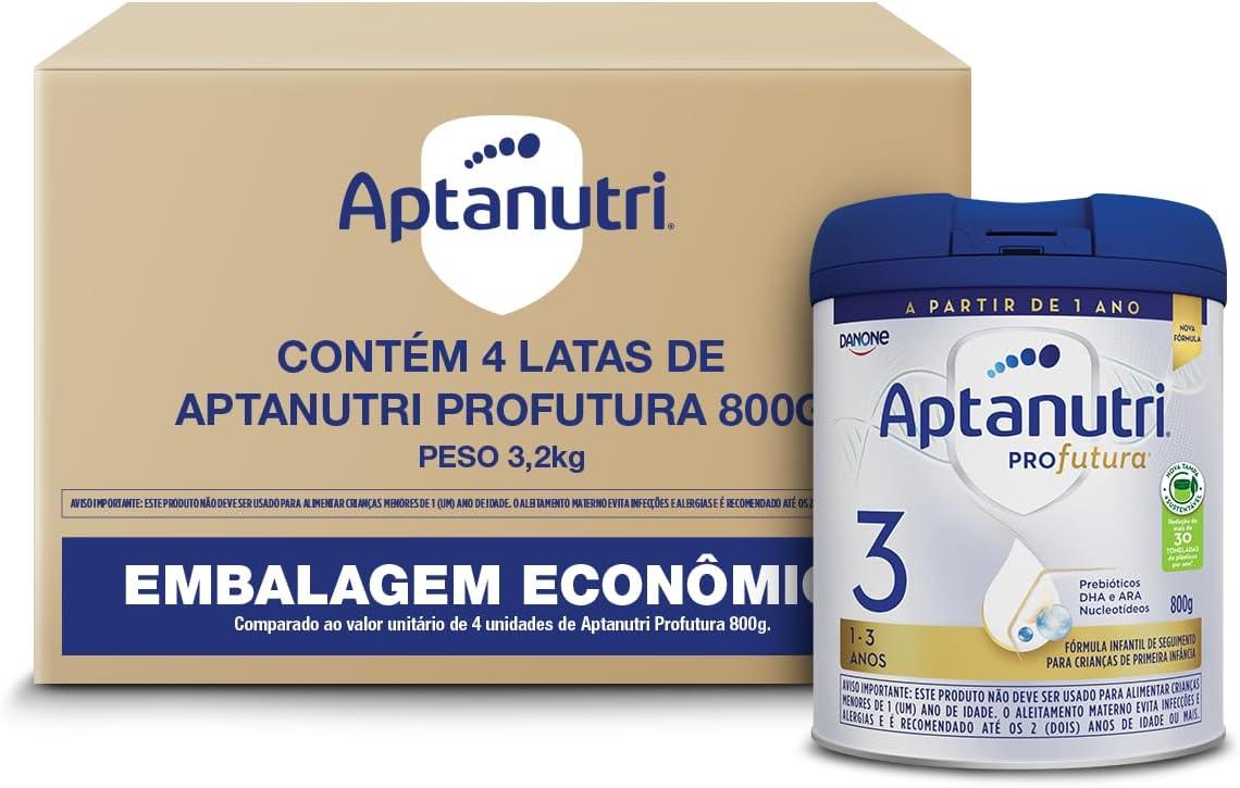 Aptanutri Profutura 3 Fórmula Infantil em Pó para Crianças de 1 a 3 Anos – Contém Leite, 4 unidades de 800 g (3,2 kg)