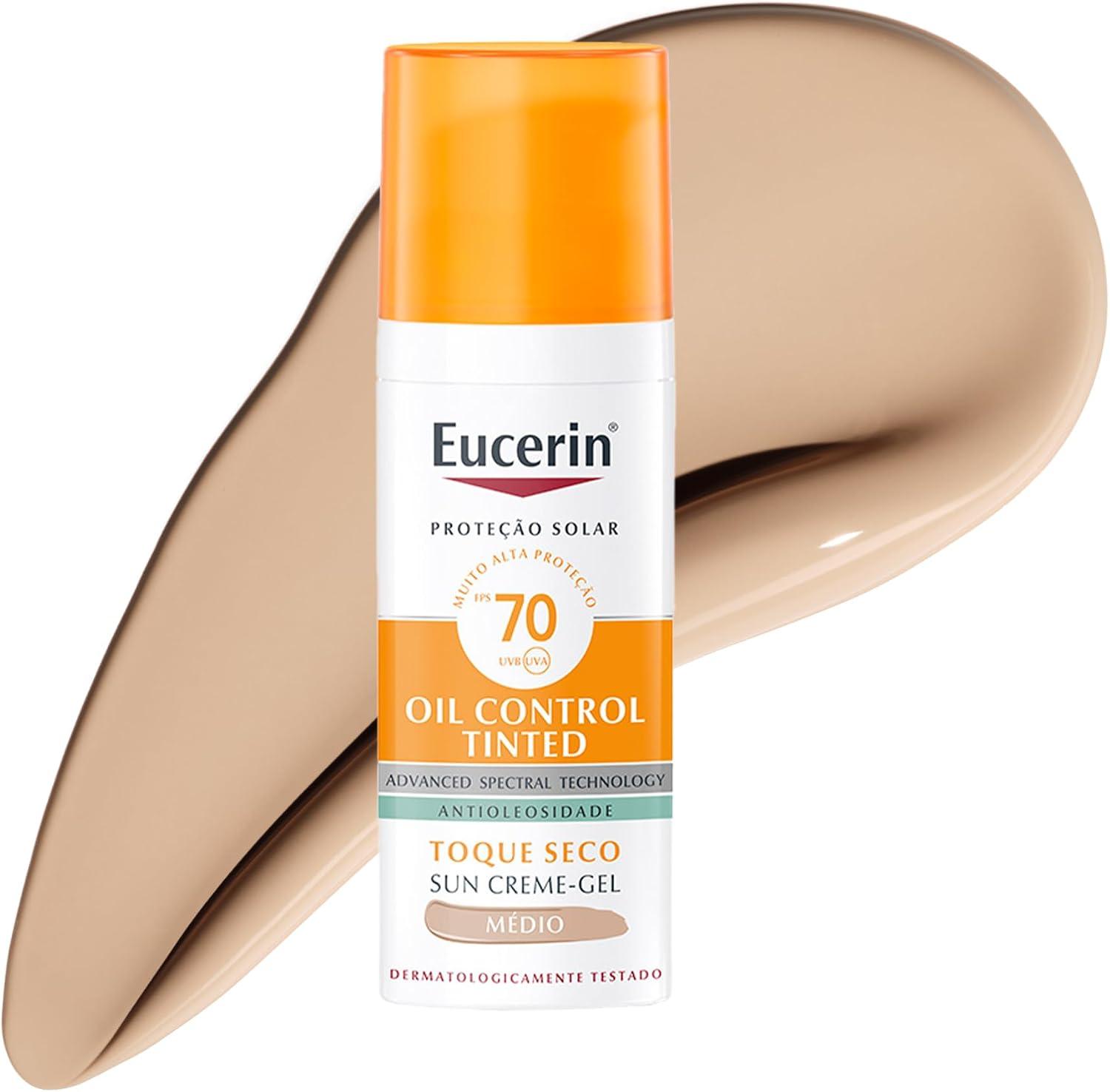 EUCERIN Protetor Solar Facial Oil Control Com Cor, FPS70 50ml, Antioleosidade, Proteção UVA, UVB e Luz Visível, Pele Oleosa