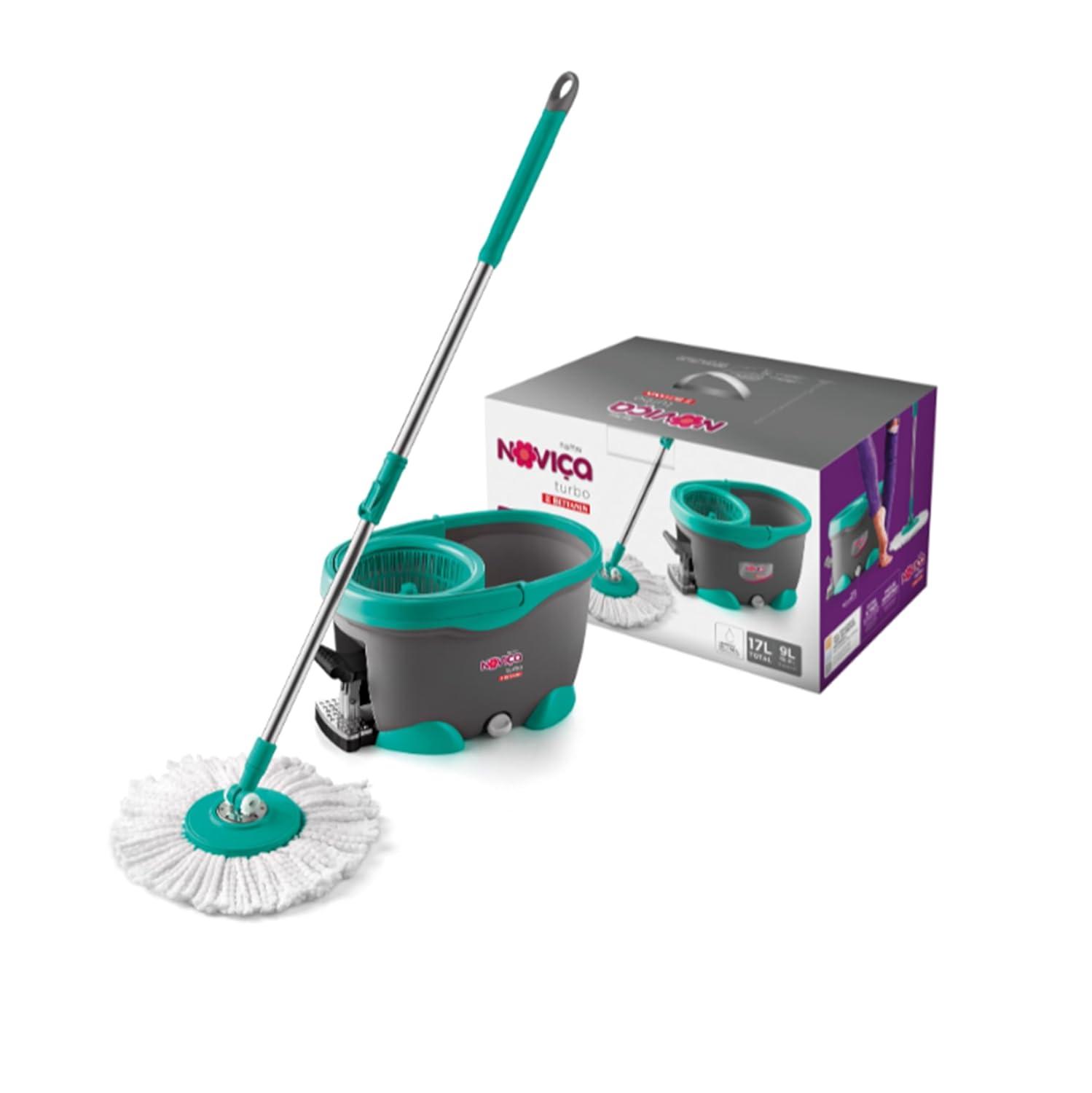 Noviça - Mop Balde Twister Turbo, Balde de 17 Litos com Centrífuga com Duplo Sistema de Torção e Esfregão de Microfibra, Bettanin