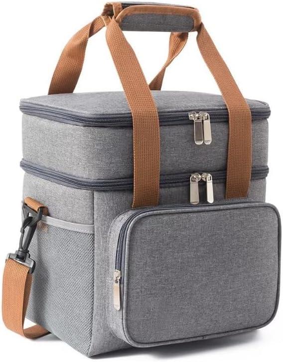 Bolsa Térmica Grande Espaçosa Dois Compartimentos Lancheira Para Marmita, Passeio, Escola, Faculdade, Trabalho Bolsa Para Marmita, PREMIUM (Cinza)