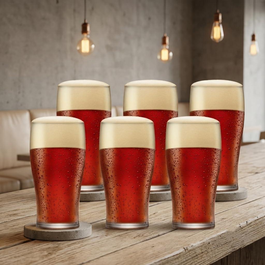 Ruvolo, Kit 6 Copos de Vidro Pint, Copo de Cerveja Bar e Restaurante 590ml