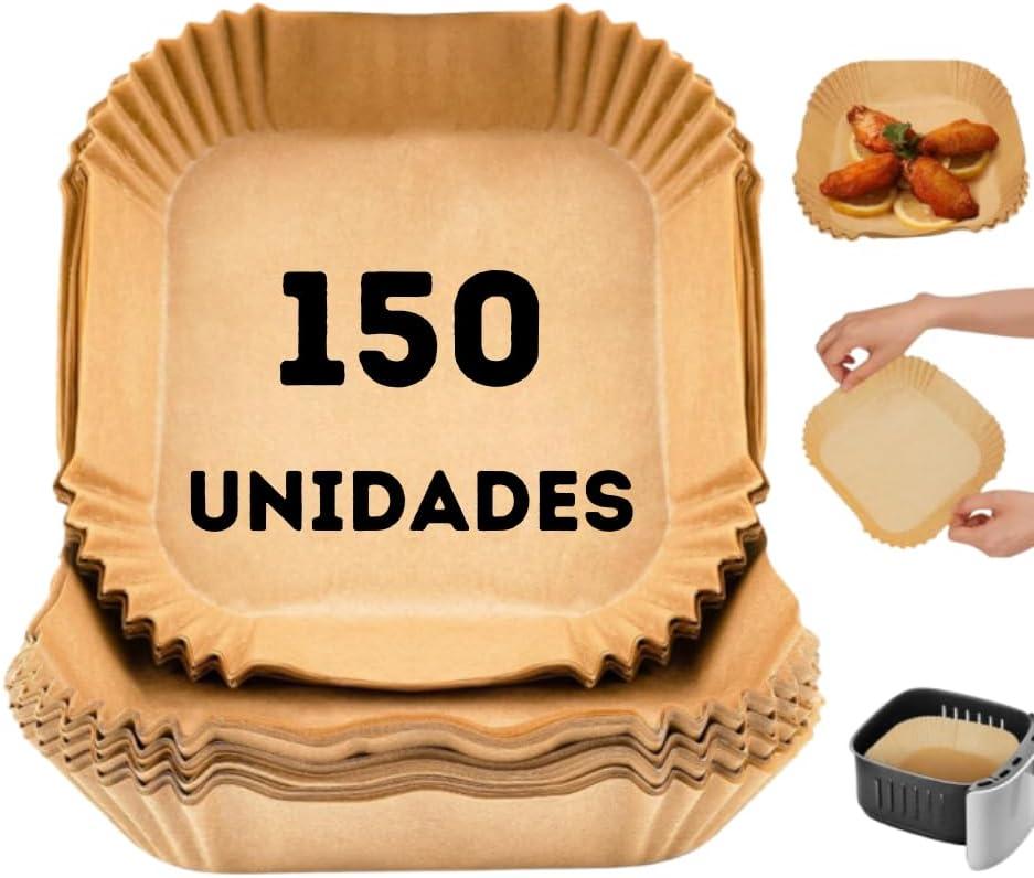 Forma Descartável para AirFryer Quadrada 20x20 Antiaderente Forro Protetor para Fritadeira sem Óleo Proteção contra Gordura Forminha para Air Fryer (150 Unidades)