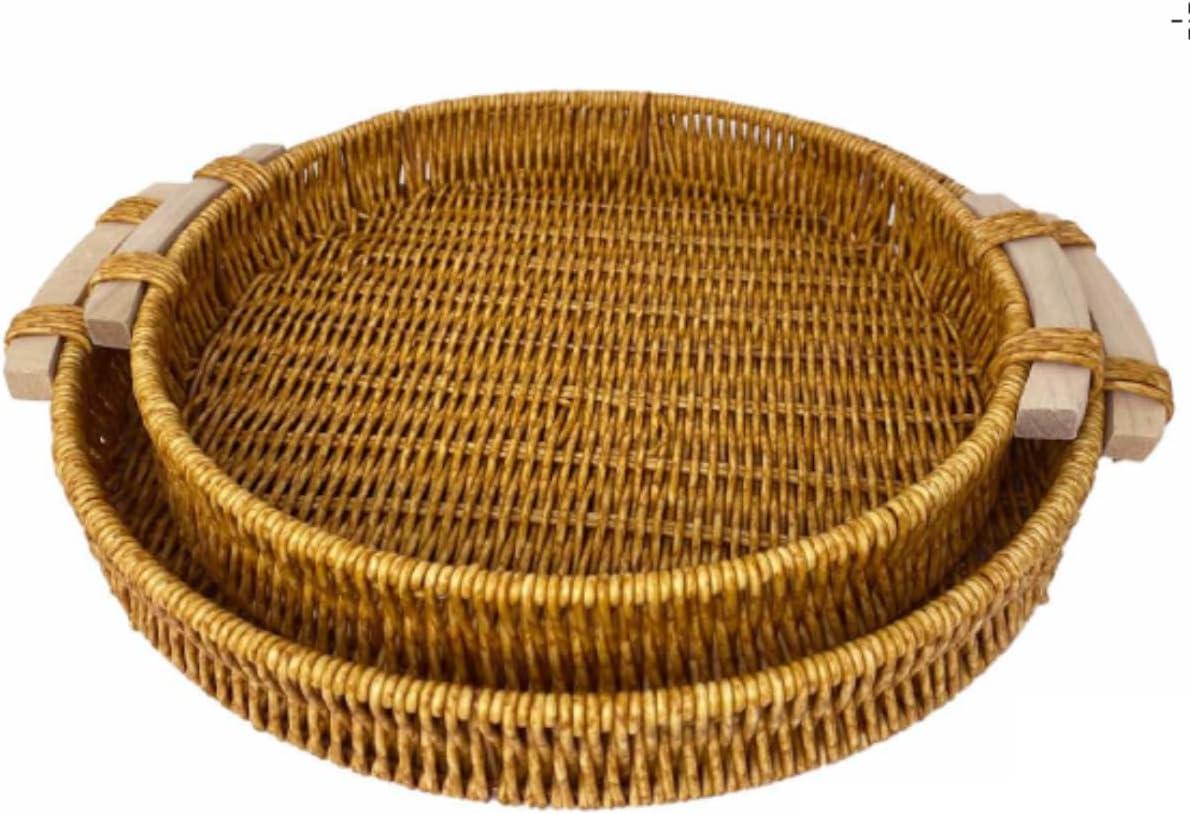 Bandejas Redondas Kit 2 Rattan Sintético 30X4cm 35X5cm HABITARA HOME