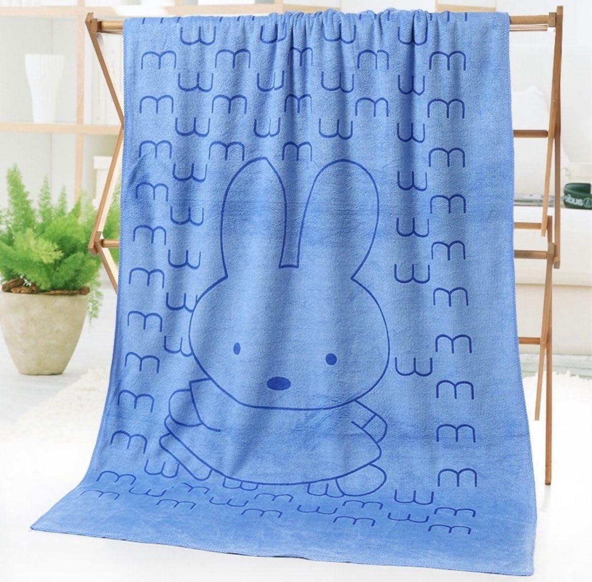 Toalha Infantil Microfibra Secagem Rápida 140x70cm Macia e Leve (Azul)