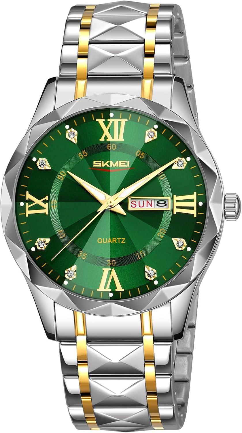 Relógio Masculino Militar de Aço Inoxidável, Resistente à Água 30M, Analógico-Quartz, com Calendário, Estilo Esportivo Casual e Negócios