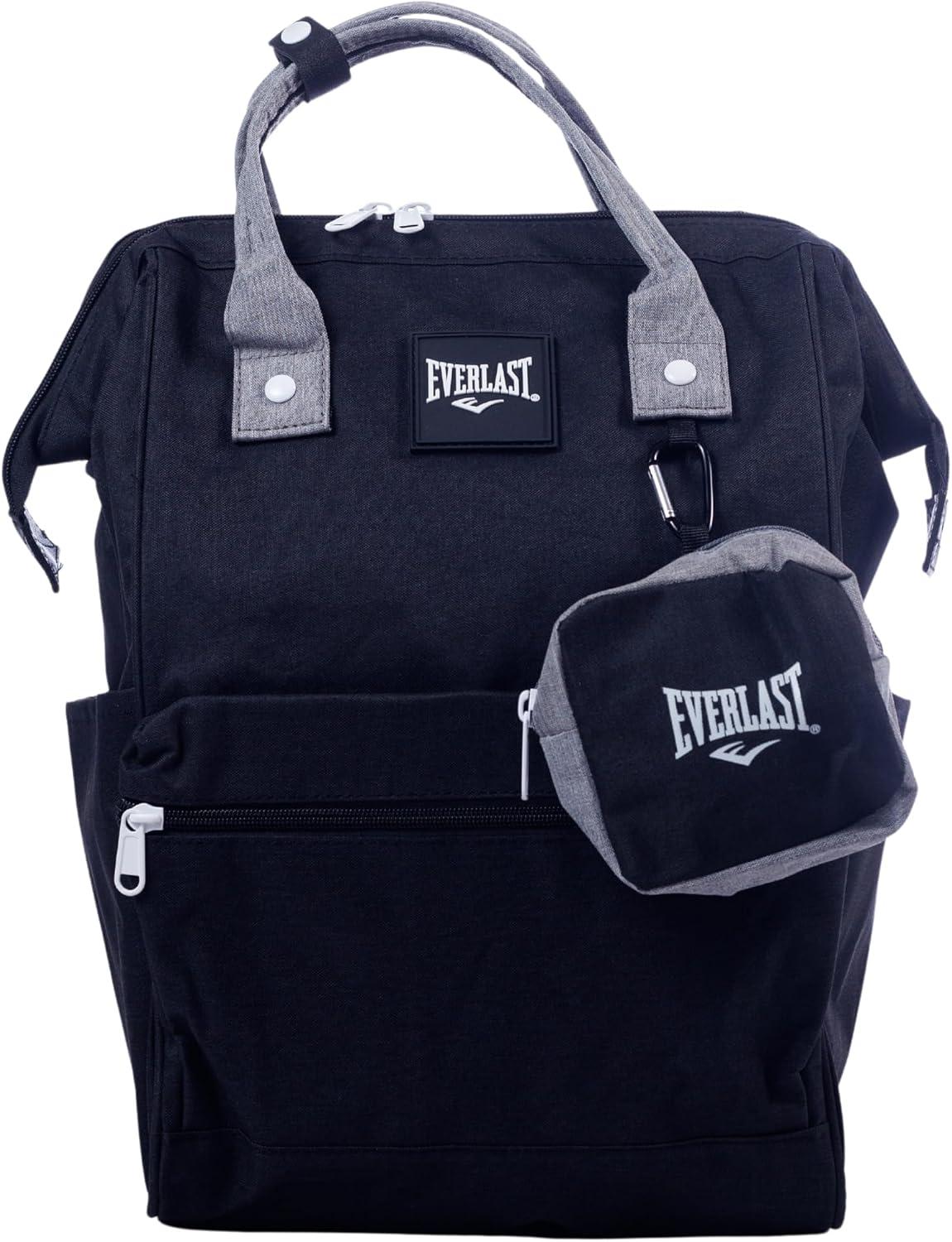 Everlast Mochila Canvas 100% Nylon Preto com Alças Acolchoadas