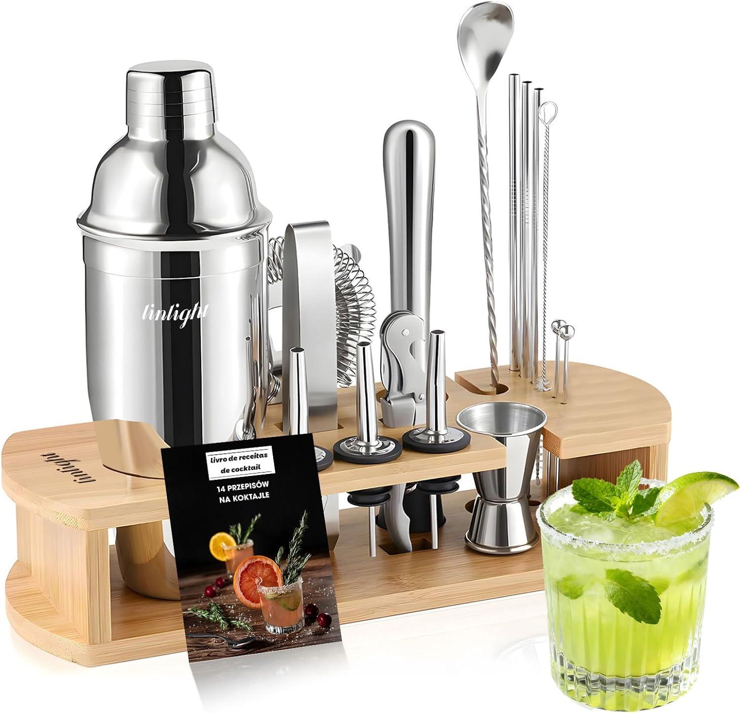 Kit Coqueteleira Caipirinha Bar Profissional Shaker Inox 16 Peças 750ml