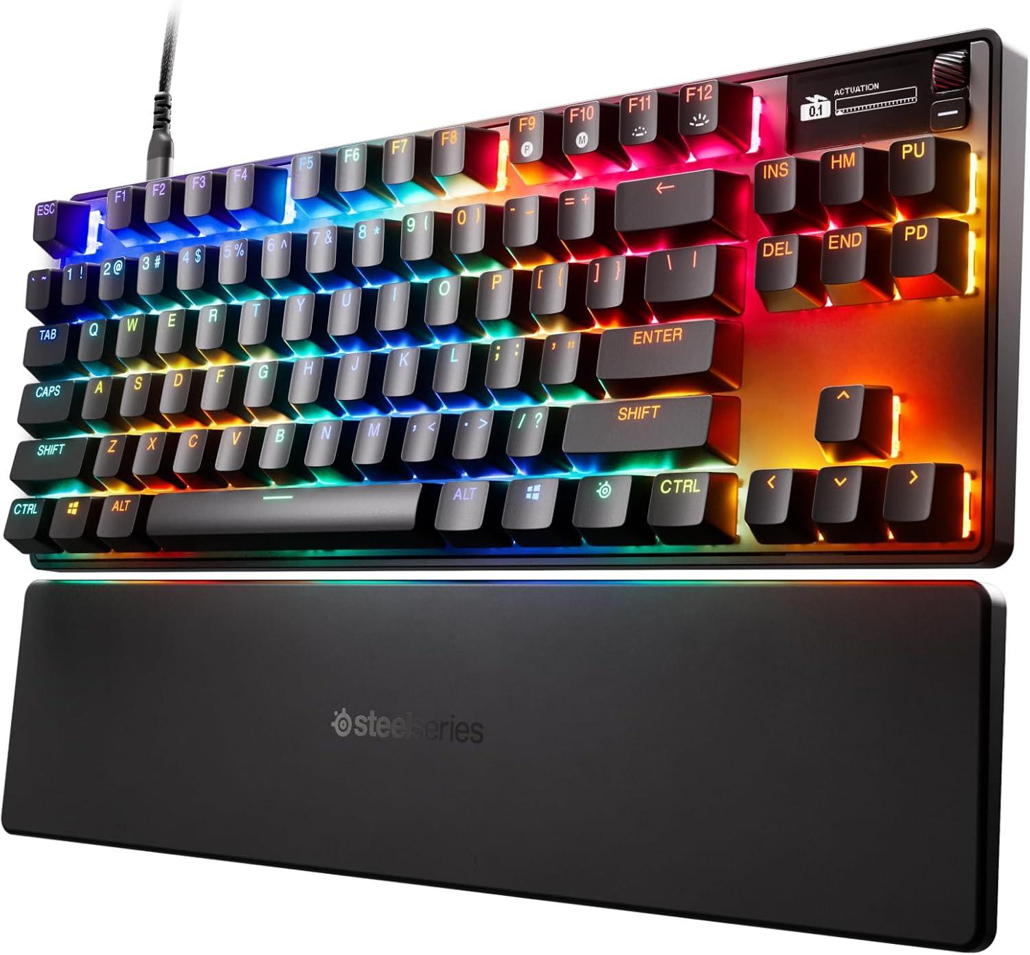 SteelSeries Interruptores hipermagnéticos Apex Pro TKL Gen 3 OmniPoint 3.0 — Acionamento ajustável — Gatilho rápido — Predefinições prontas para jogos — Modo de proteção — Rapid Tap/SOCD — OLED — RGB