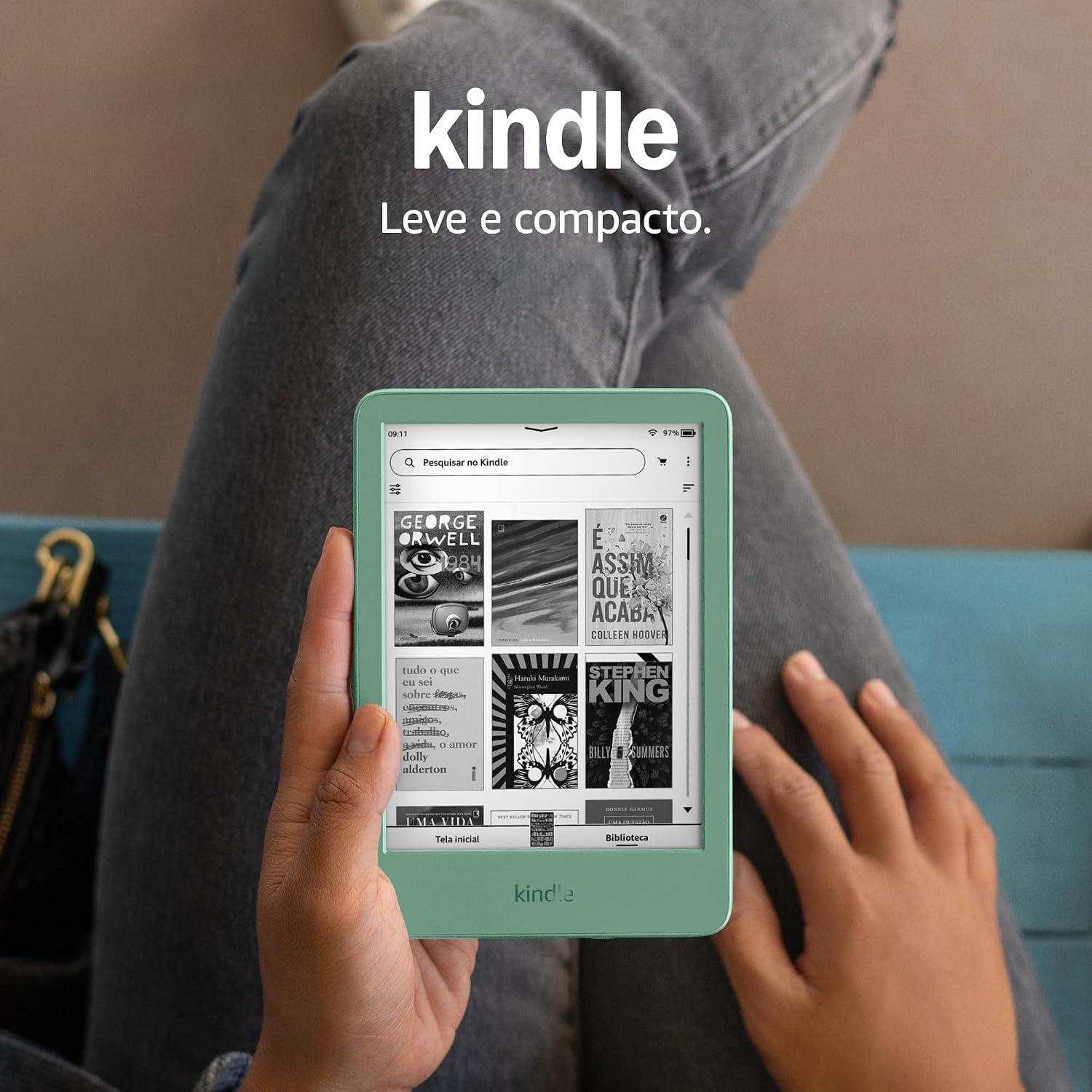 Kindle 16GB (modelo 2024) - Leve e compacto, com tela antirreflexo, trocas de página rápidas, luz frontal ajustável e bateria de longa duração - Cor Verde