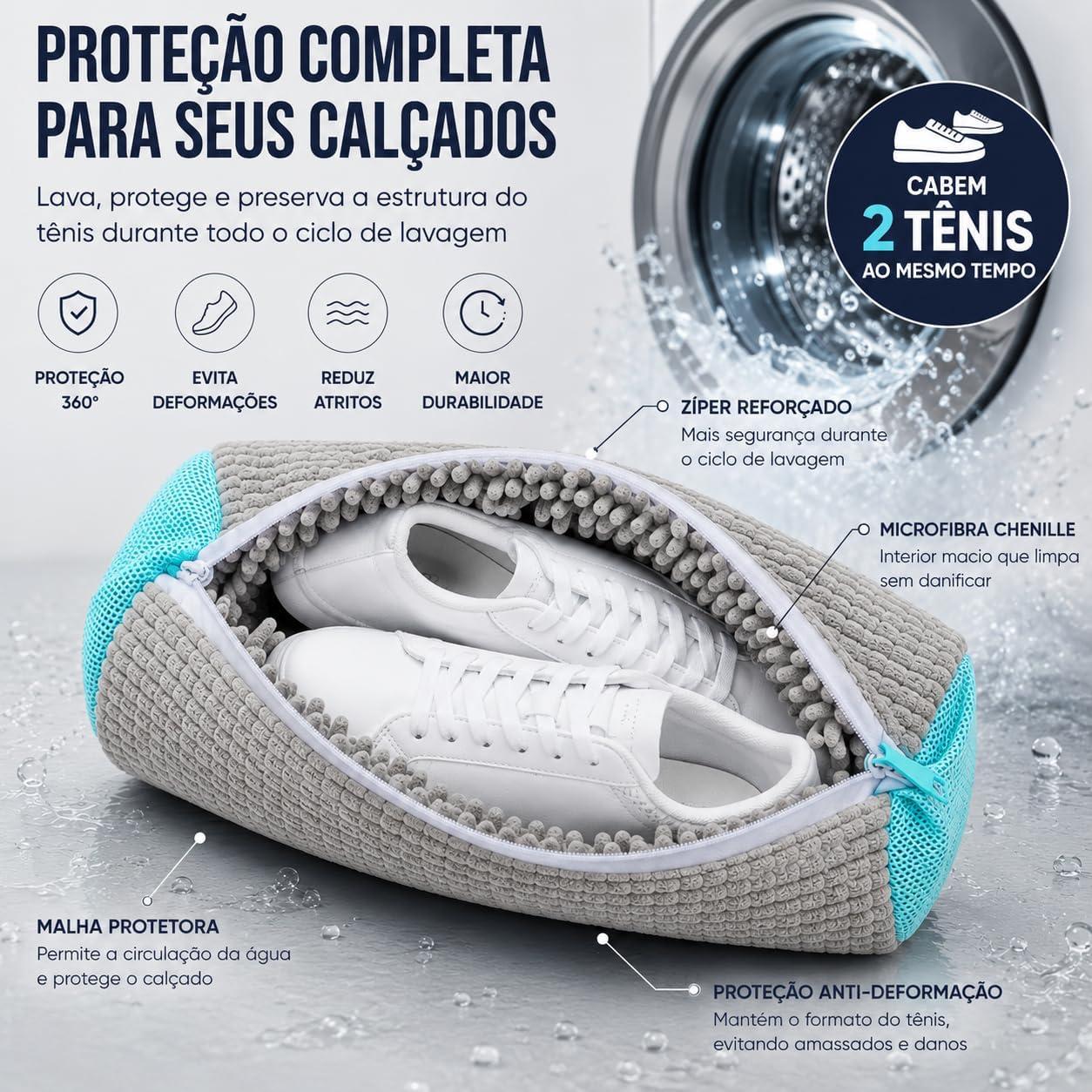 Saco para Lavagem de Calçados 18x35cm com Zíper Reforçado