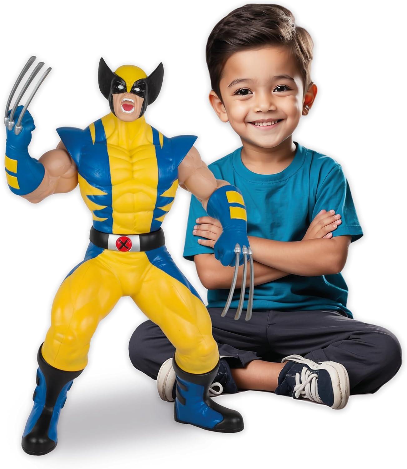 Marvel, personagem colecionavel Wolverine Premium figura gigante 50 cm, uniforme amarelo - Mimo brinquedos