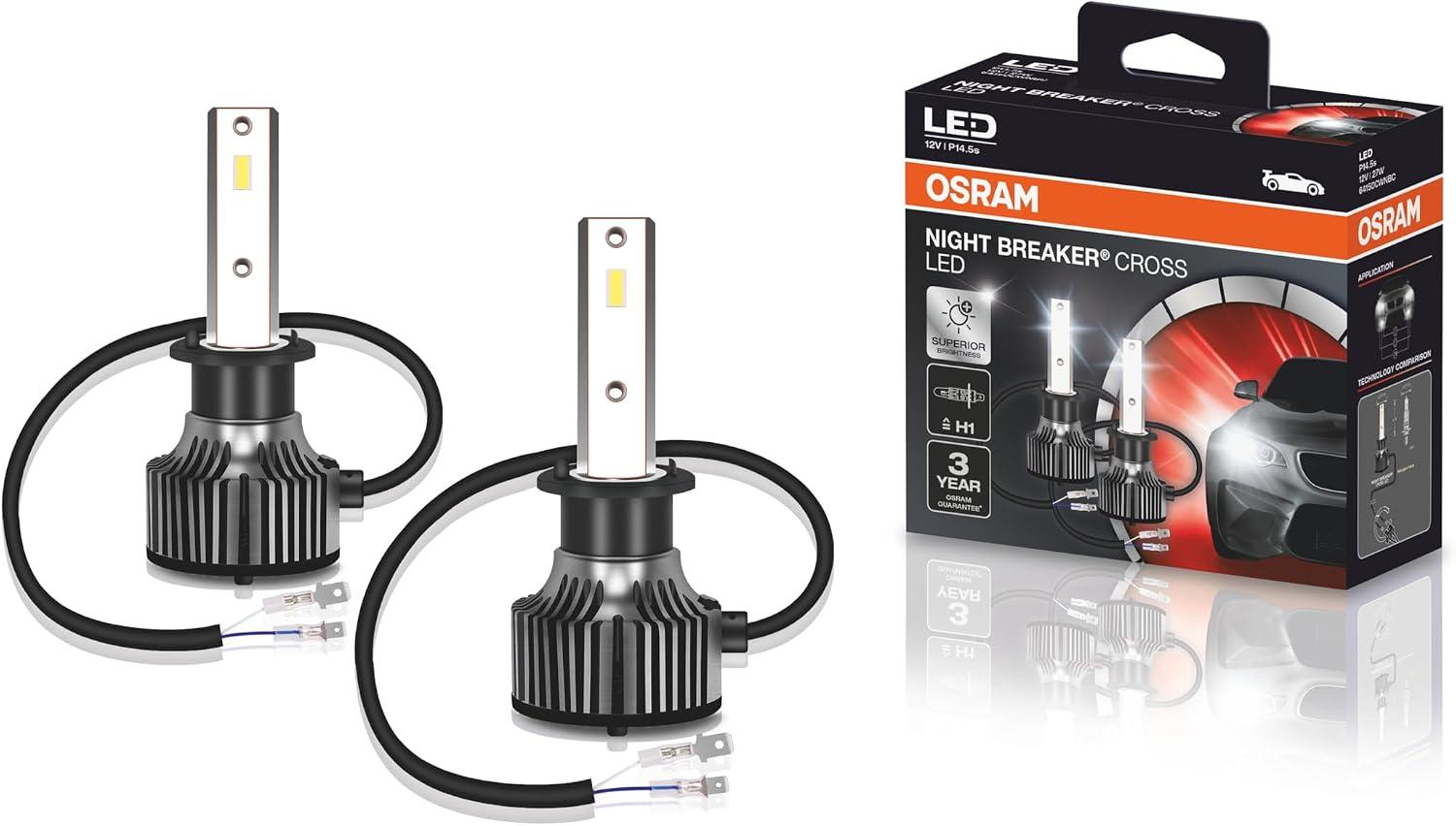 Kit LED Night Breaker Cross H1 Osram - 64150cw Nbc - Potência 27W - Tensão 12V - 3 Anos de Garantia - 6000K Branca Azulada