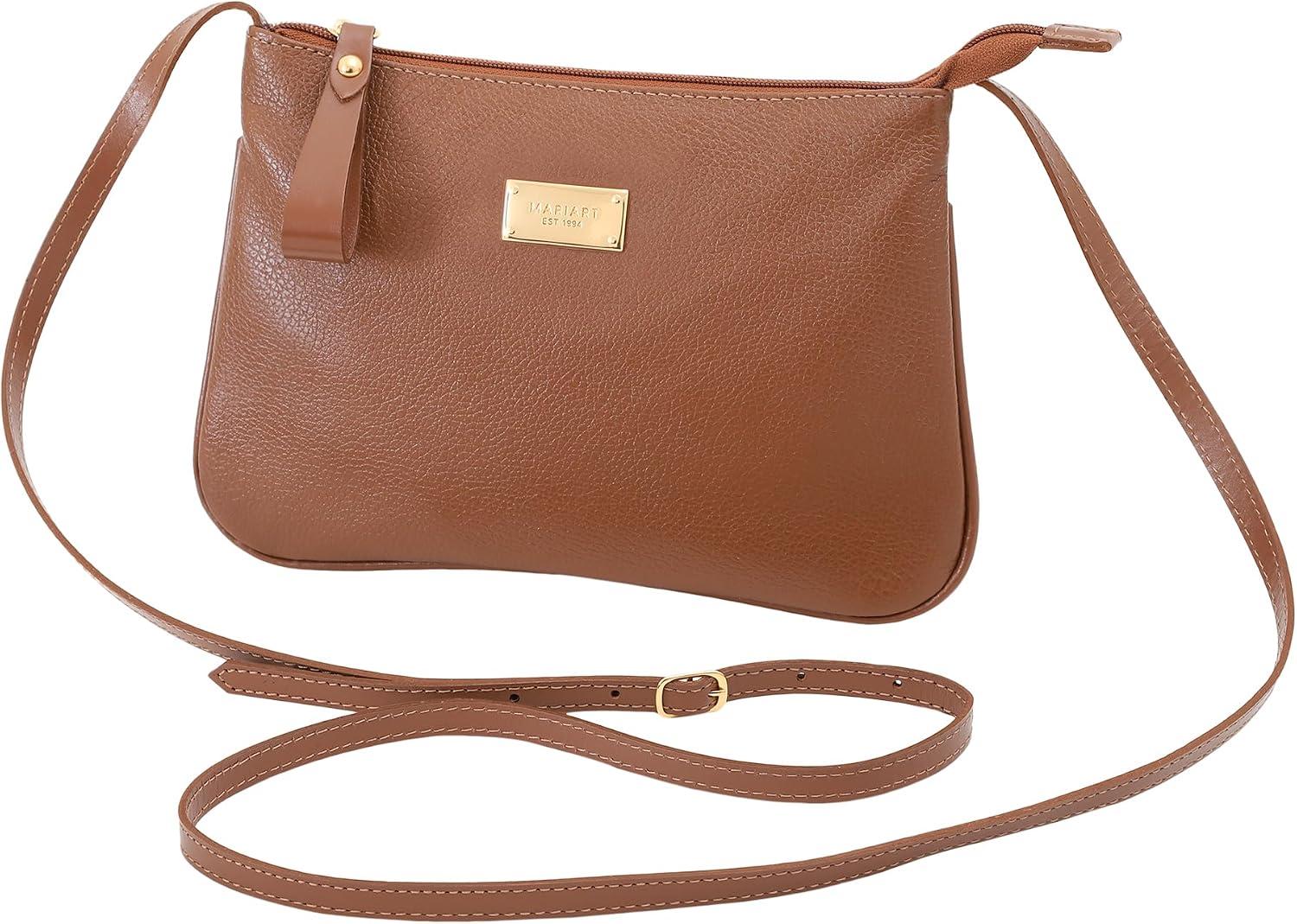 Bolsa Feminina Transversal Zíper Couro Legítimo Mariart 199