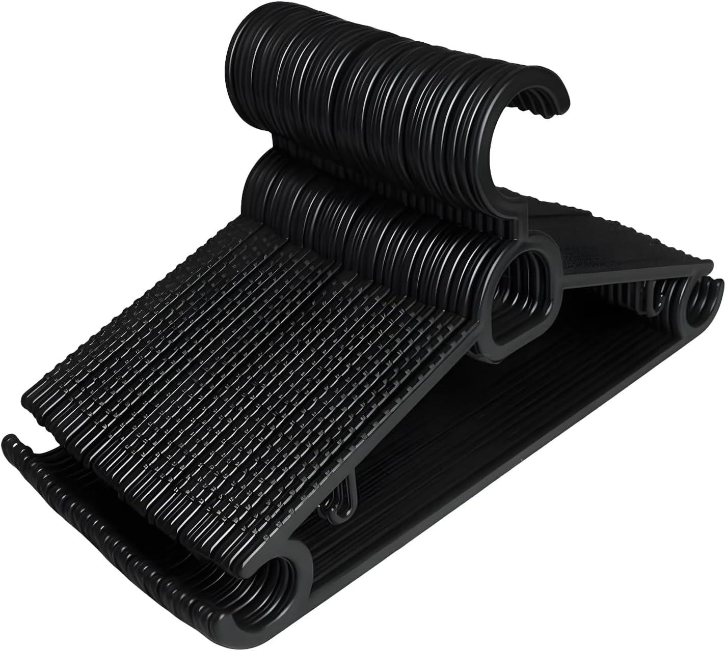CSCABIDES Kit 20 Cabides Adulto Preto Antideslizante Reforçado Slin