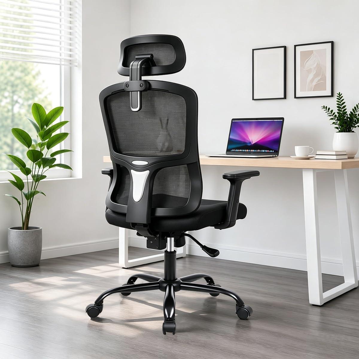 Cadeira Ergonômica 3D Reclinável - Apoio de Cabeça e Braços Ajustáveis, Capacidade 150kg (Preto)
