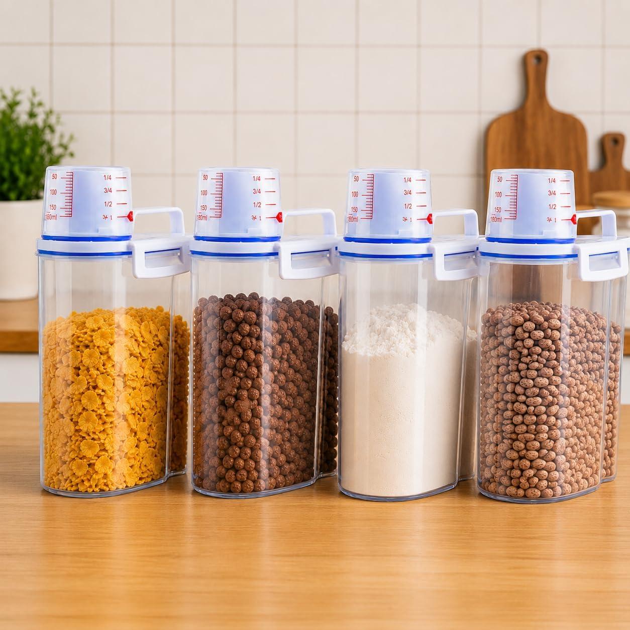 Kit 4 Unids Potes Herméticos 2,5 Litros Organizador Para Cozinha e Lavanderia