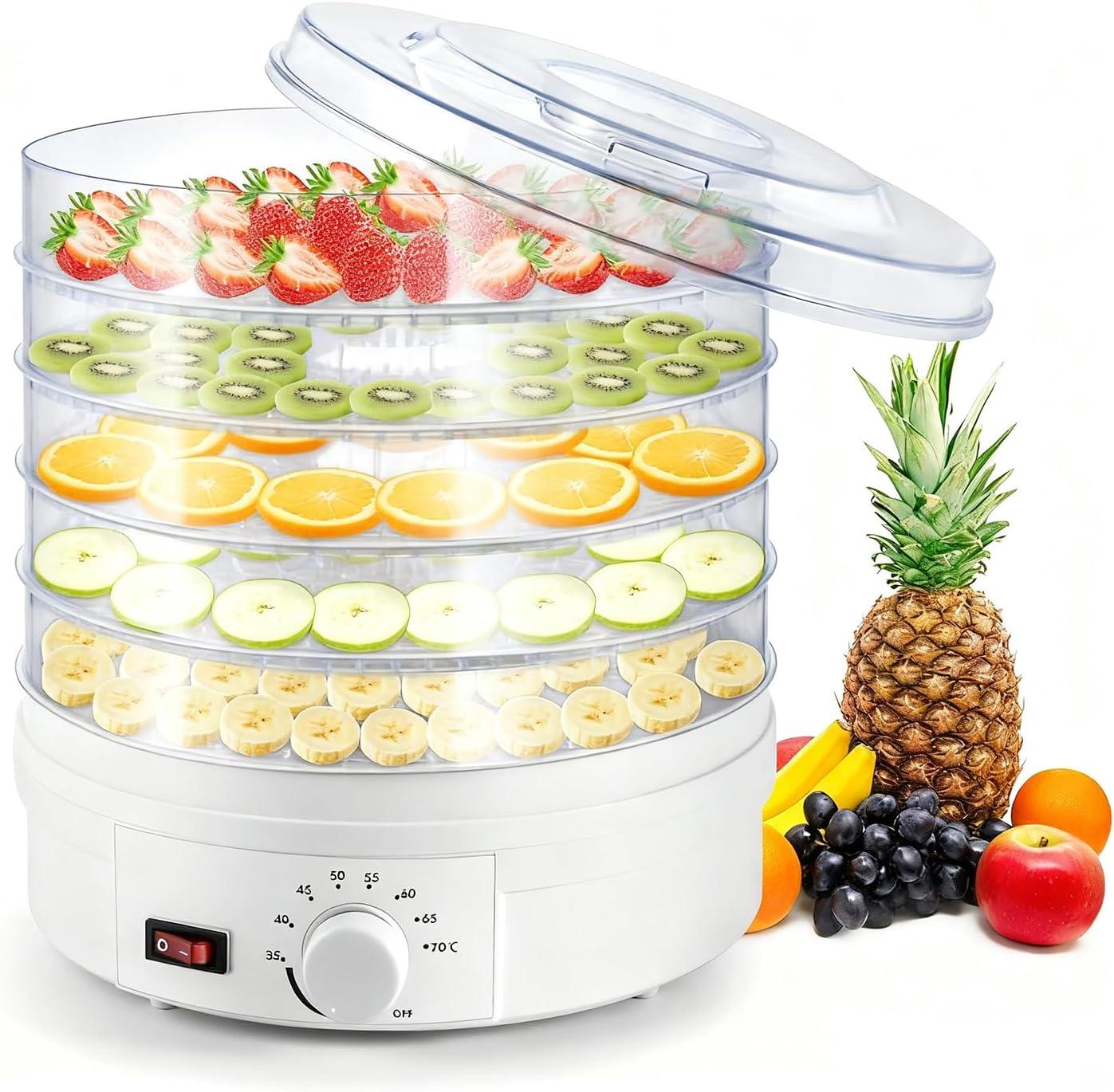 Desidratador de Alimentos 220V com 5 Bandejas AS Alimentar, Controle de Temperatura 35-70°C, Secador para Frutas, Legumes, Ervas e Petiscos Domésticos