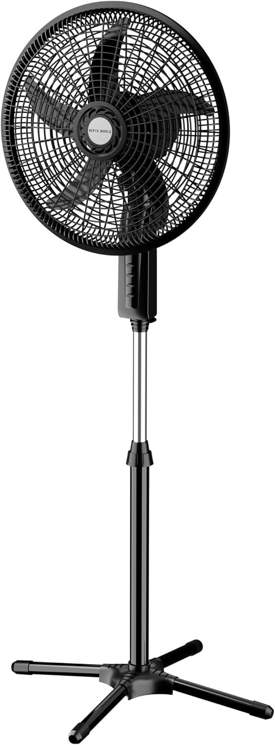 HEPTA WORLD Ventilador de Coluna, Resfriamento, Silencioso, Design Slim para Casa Escritório (PRETO, 220V, 101)