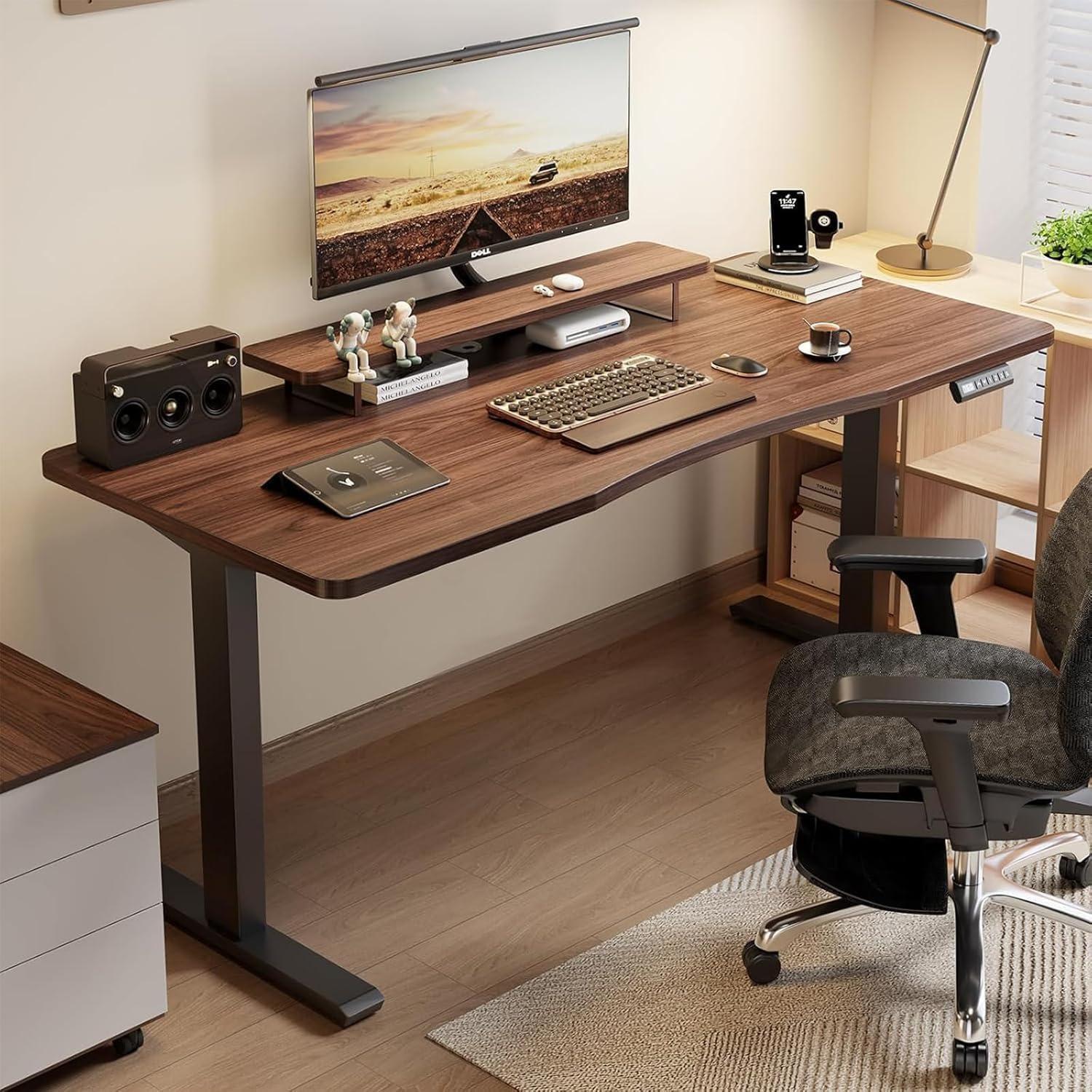 Estrutura de Mesa Elétrica Ajustável para Trabalho em Pé e Sentado – 3 Configurações de Memória, Altura de 72cm a 120cm, Base Ergonômica e Design Silencioso para 110v e 220v (preto)