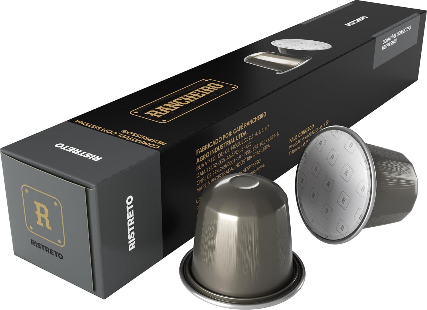 Café Rancheiro Cápsulas Ristretto 46g – 8 Cápsulas de Intensidade Máxima e Perfil Vegano