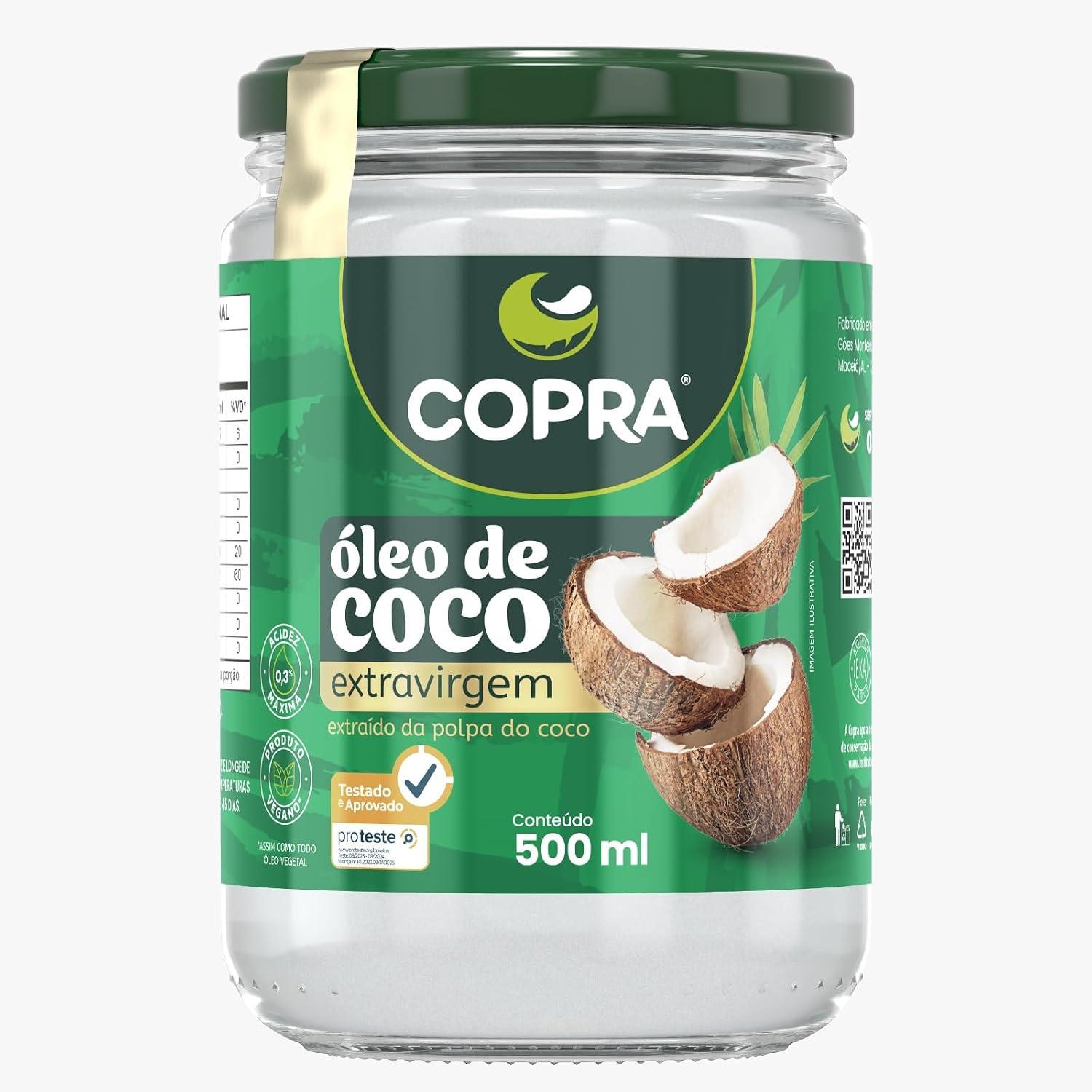 Óleo de Côco Extra Virgem 500ml, Copra, Copra