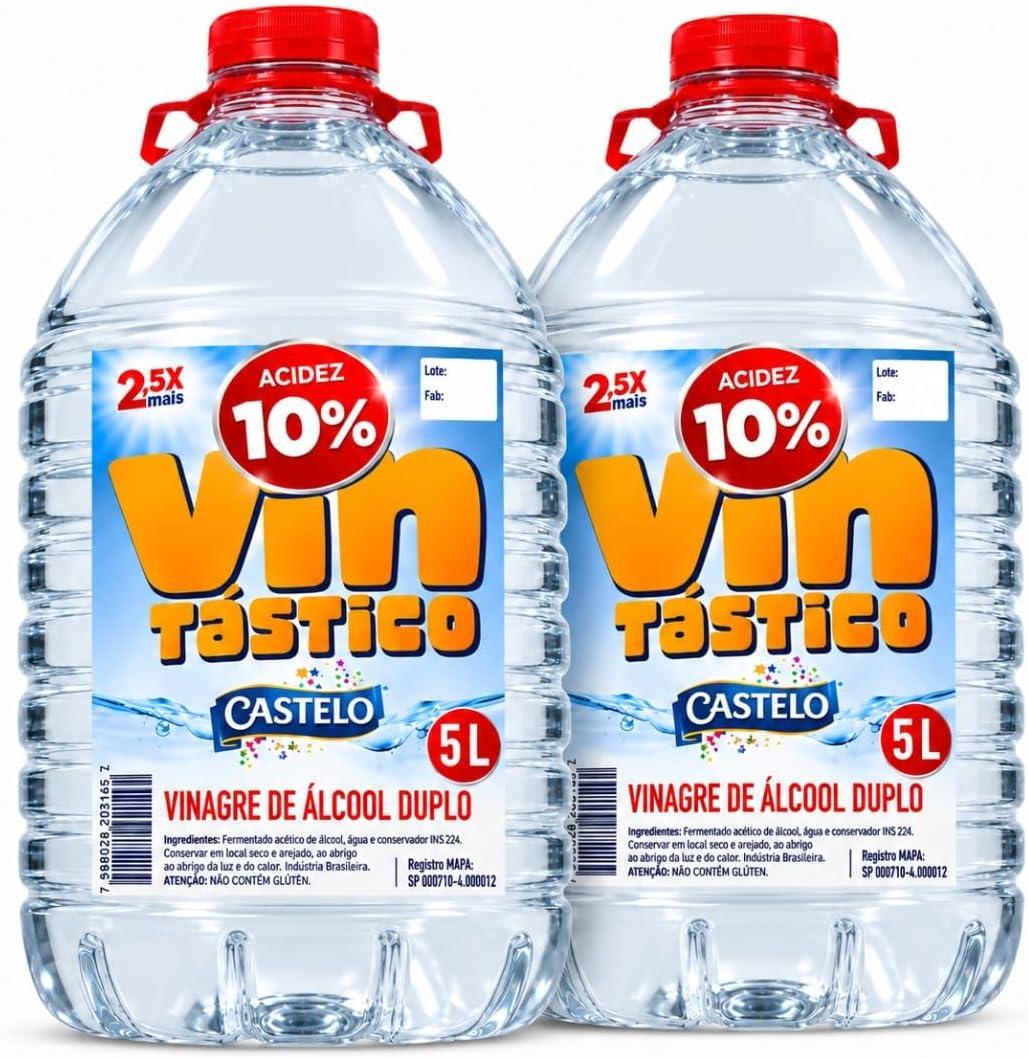 Castelo Vinagre de Álcool para Limpeza 10% Kit 2 Galões 5L