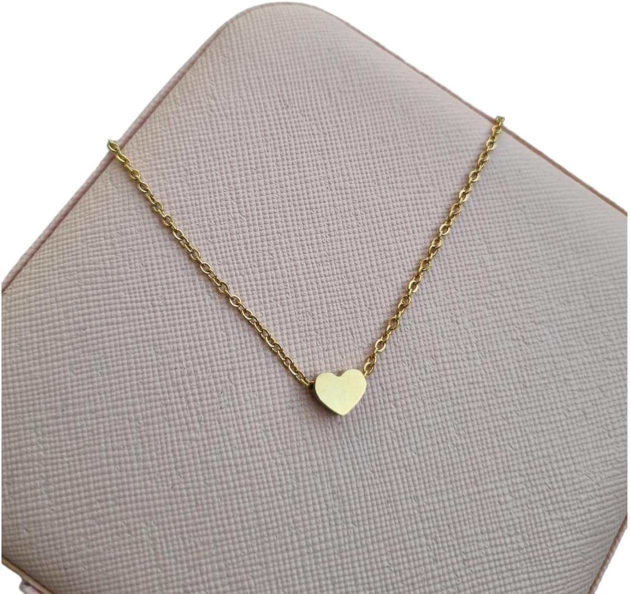 Colar Aço Inoxidável Cor Dourado Feminino Delicado Cordão Corrente Feminina Fininha Pingente Coração Maciço