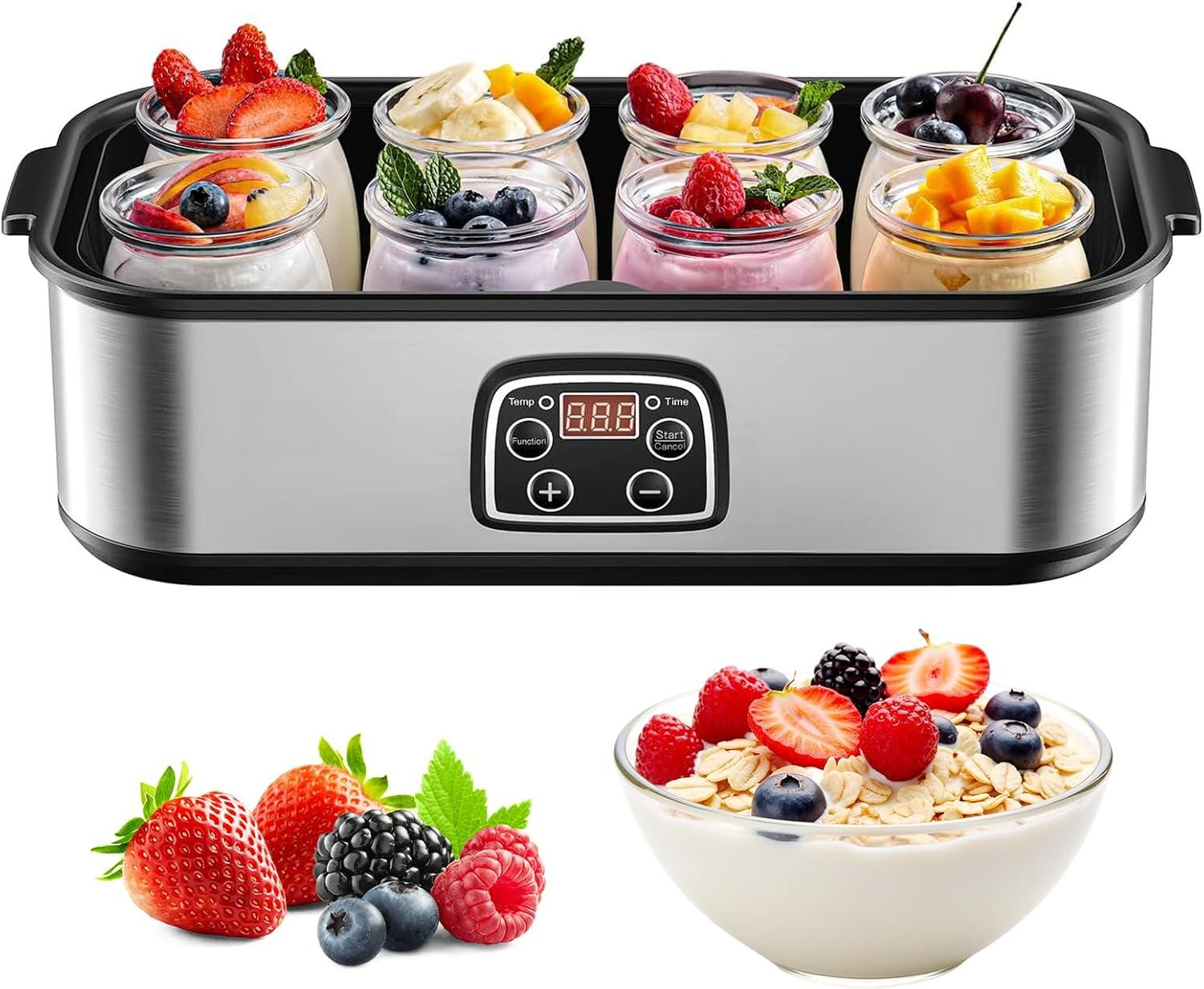 Logurteira Elétrica 220v Fabricante Logurte Elétrico com 8 Copos Dispensadores Capacidade Grande 1400 ml Máquina Fazer Logurte para Fazer Logurte Caseiro