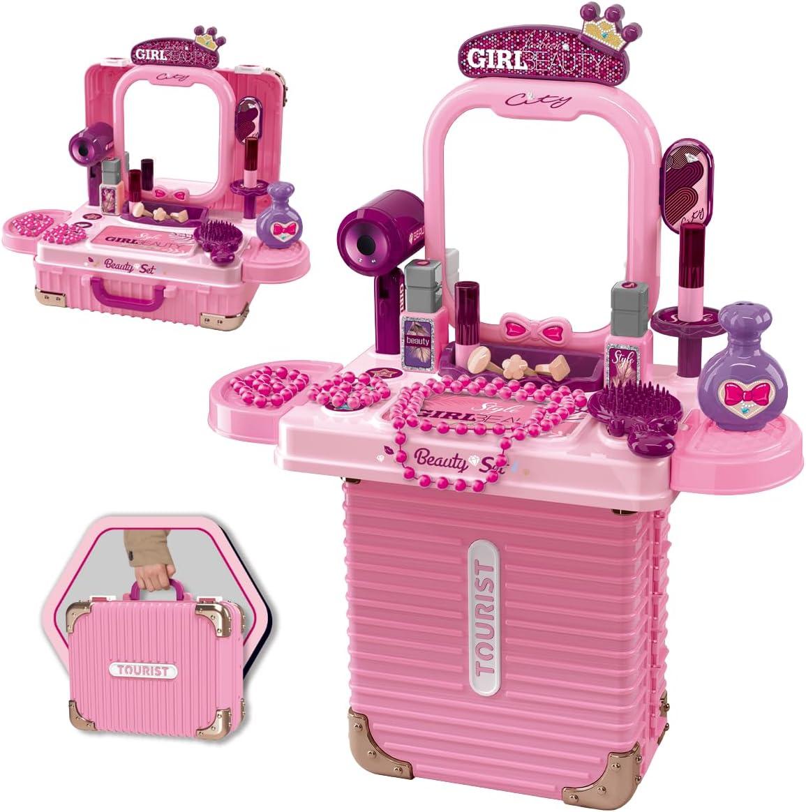 Bancada Penteadeira Infantil 3 em 1 Maleta 21 Peça Maxi Toys