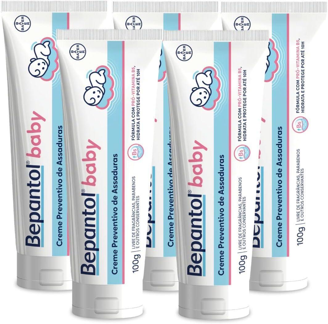Kit 5 Cremes Pomadas de Assaduras Vit B5 com 100g cada, Total 500g - Bepantol Baby
