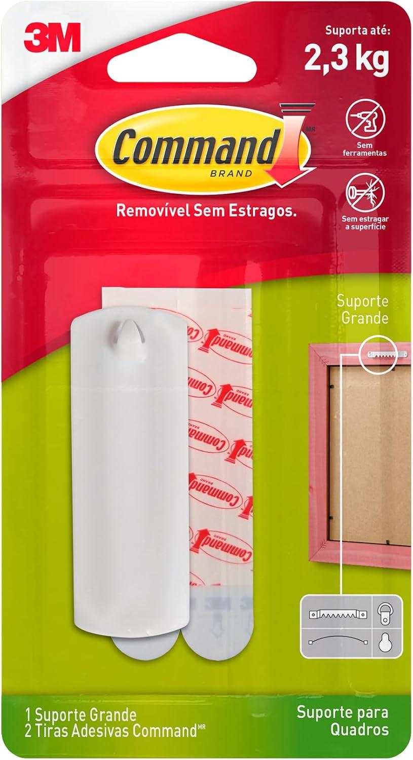 Command, 3M, Suporte para Quadros, Adesivo Removível, Branco, 1 unidade, Acrílico
