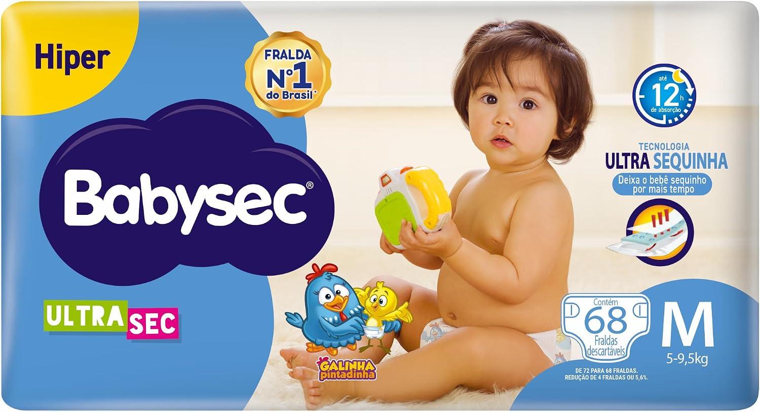 Babysec Fraldas Descartáveis Ultrasec Galinha Pintadinha, 72 Unidades, Tamanho M 5 - 9, 5kg, Babysec, Azul, M